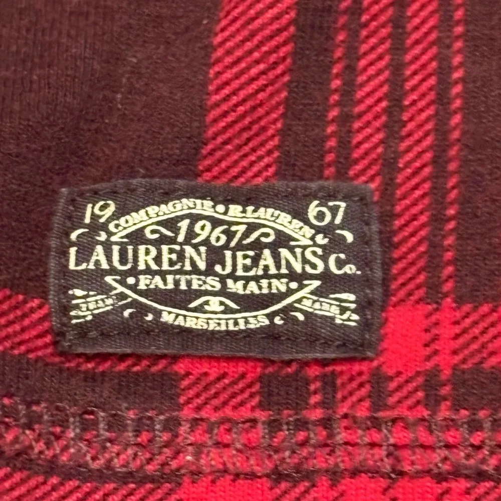 Ralph Lauren Red & Black Plaid Blouse with shoulder zip and elbow patches. XL - Picture 10 of 12